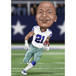 Rugby Football Player Caricature in Team Uniform