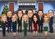 Caricature de groupe en corps entier dans un style coloré