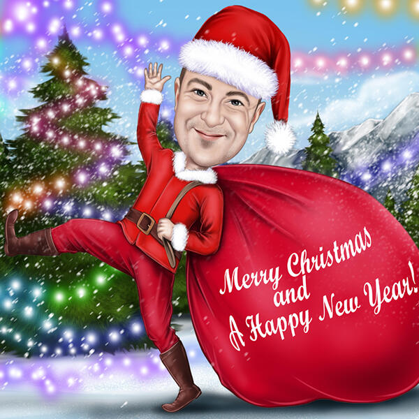 Santa Cartoon s veselými vánočními přáními