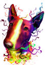 Retrato personalizado de Bull Terrier em aquarela a partir de fotos