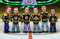 Caricatura della squadra in uniforme da hockey