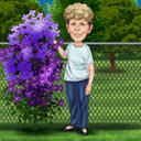 Gardener Caricature in Color Style with Custom Background from Photo